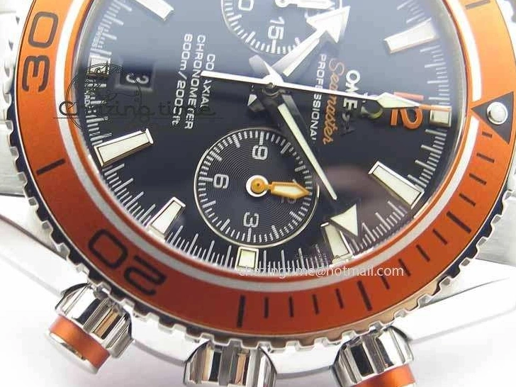 0320 Sophisticated Planet Ocean Master Chronometer Chrono SS OM 1:1 Best Edition Orange On SS Bracelet A 8156